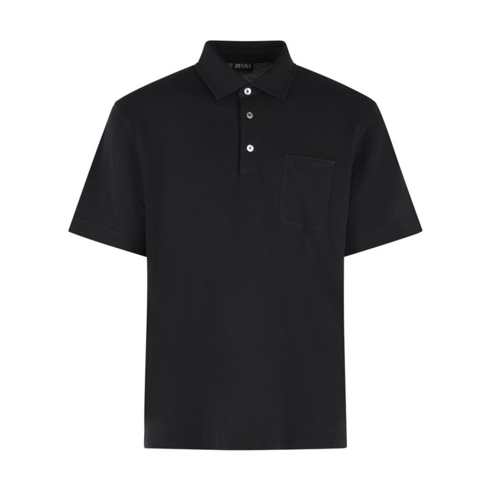 Zegna Black Cotton Polo Shirt Men